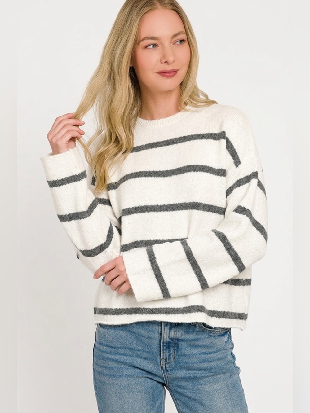 Zenana Wool Blend Striped Sweater🛍️